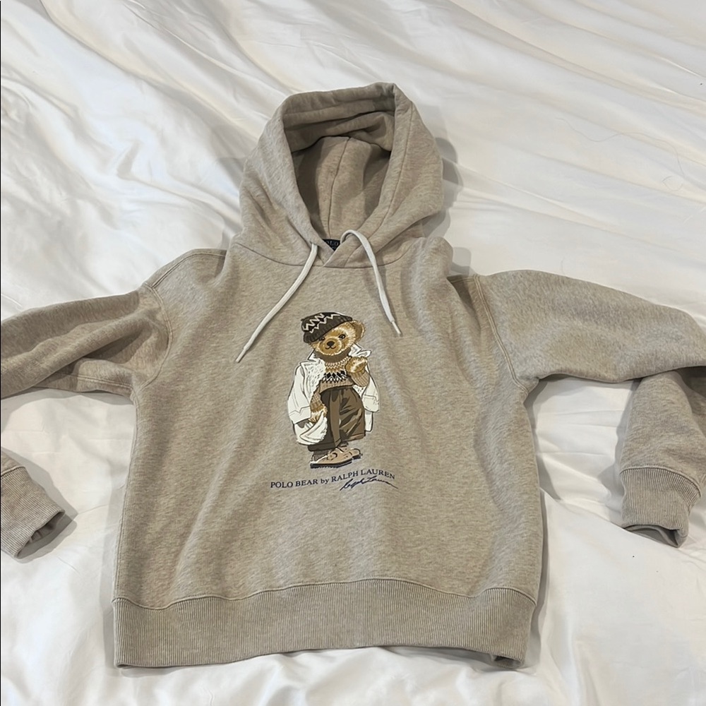 Ralph Lauren Beige Hoodie with Bear Design